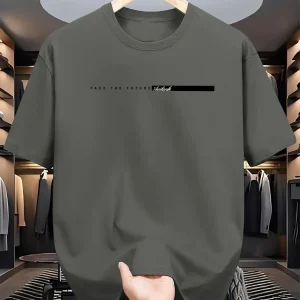 Summer men's 100% cotton casual loose fit large letter print round neck short sleeved T-shirt top High Street Unisex style