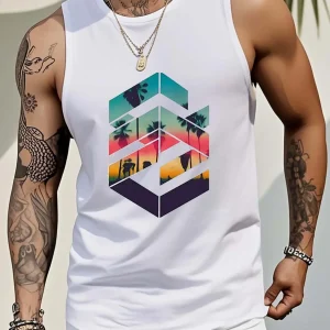 Men's Vest Casual Summer Sleeveless T-shirt Pure Cotton Vest Summer Fitness Round Neck Pullover Top